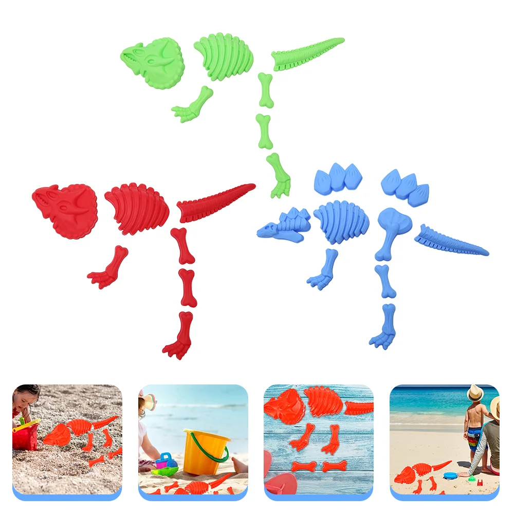 

3 Pcs Dinosaur Mold Plastic Beach Sand Toy Toddler Animal Toys The Summer Molds Fossil Child Toddlers