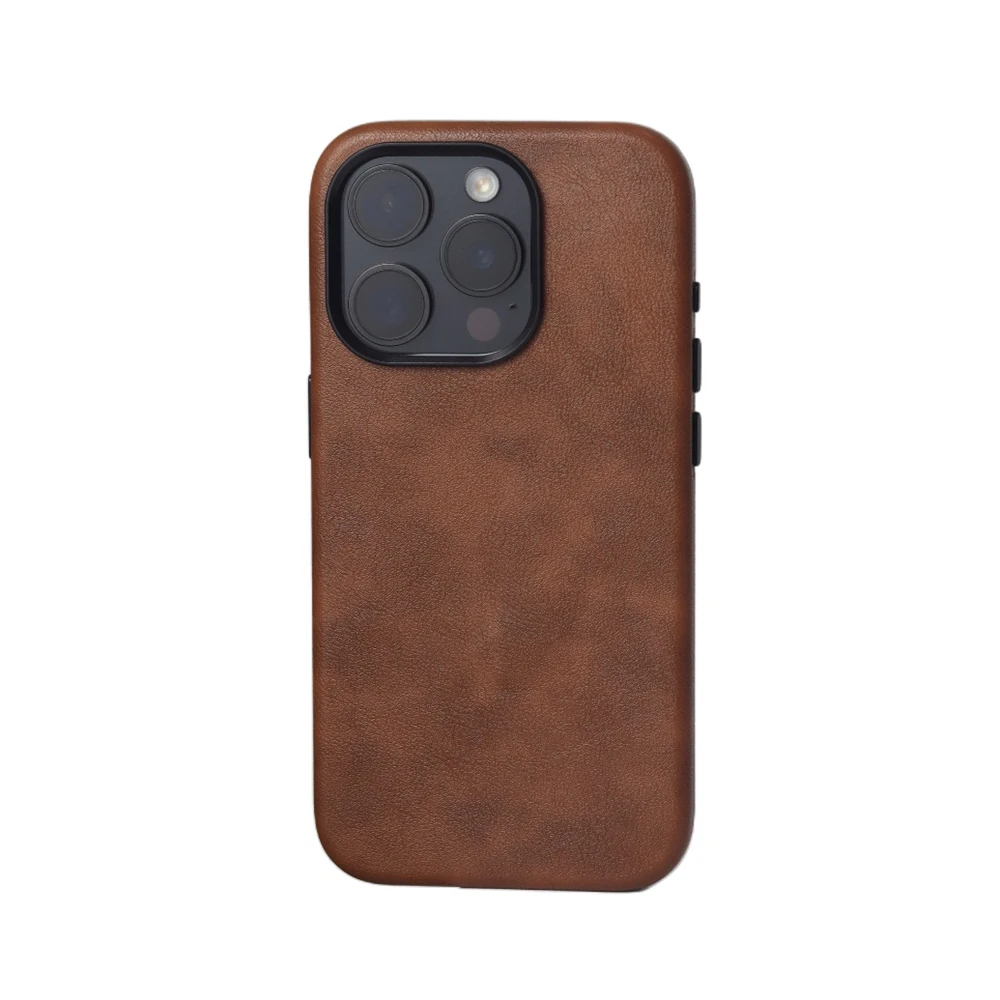 Vintage-Style PU Leather Magnetic Phone Case with Magsafe Wireless Charging and Shockproof Protection