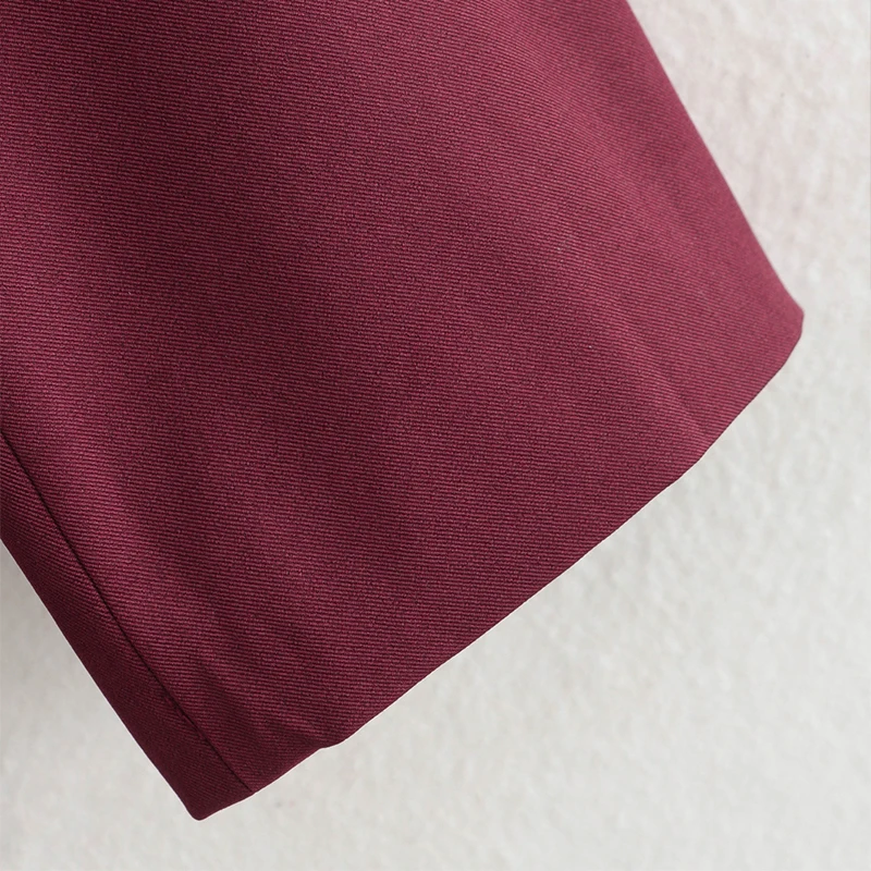 Fashion Burgundy Lapel Blazer Coat Women Elegant Double Breasted Full Sleeve Pocket Jacket Fall New Female Commute Outwear
