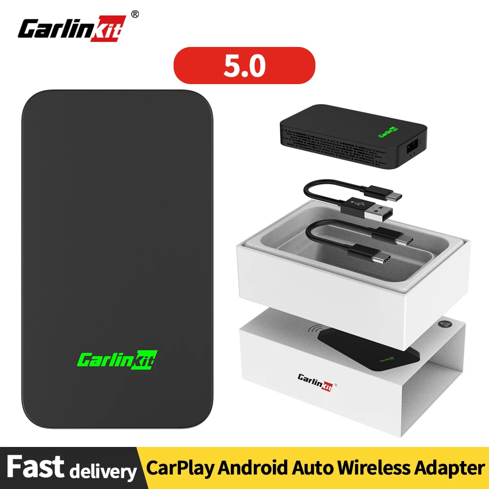 CarlinKit 5.0 Adaptateur sans Fil CarPlay/Android Auto, dernière