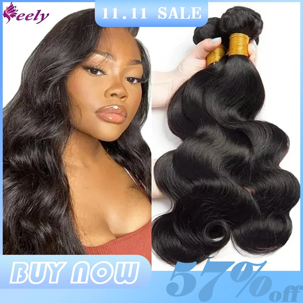 Human Hair Bundles Natural Black Body Wave Bundles 100% Unprocessed Remy Weaving Extensions 28 30 Inch human hair bundles