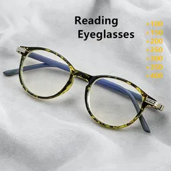 Women's Retro Round Anti - Blue Light Reading Glasses with Lightweight Two - Color Frame (Yellow frame)