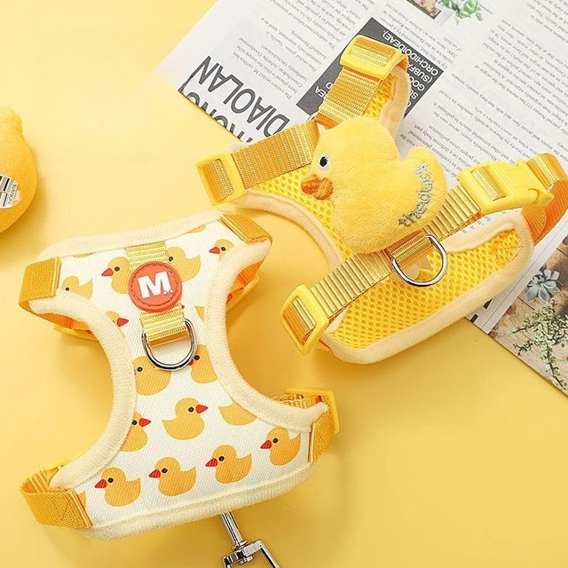 Cartoon Duck Dog Harness and Leash Set Adjustable Puppy Collar Strap Pet Cat Harness Vest for French Bulldog Walking Accessories 2