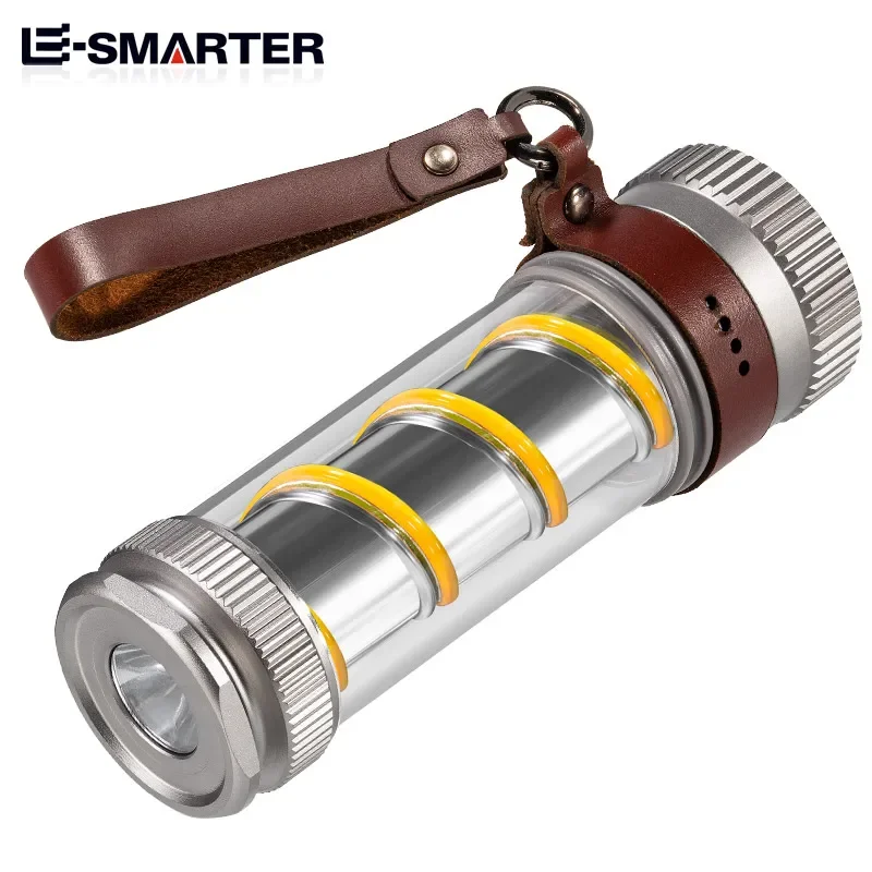 Camping Flashlight COB Torch Dimmable Waterproof Type-C Charging Emergency Lamp for Fishing Hiking