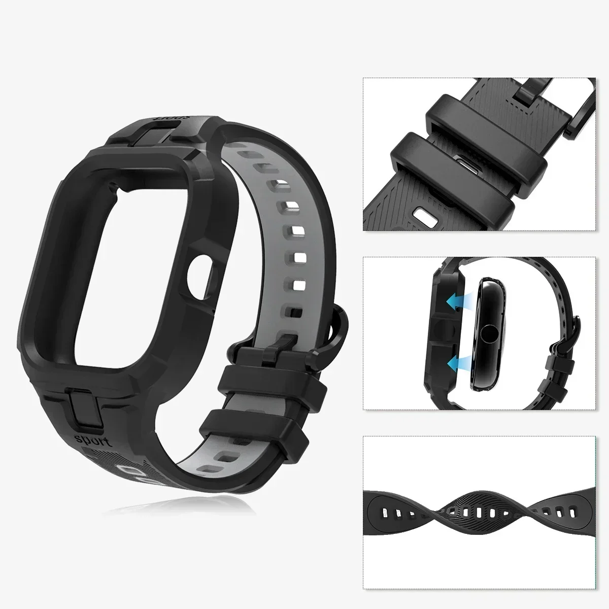 Enhanced Sport Silicone Strap - Replacement Soft TPU Wristband Bracelet and Smart Band Accessories