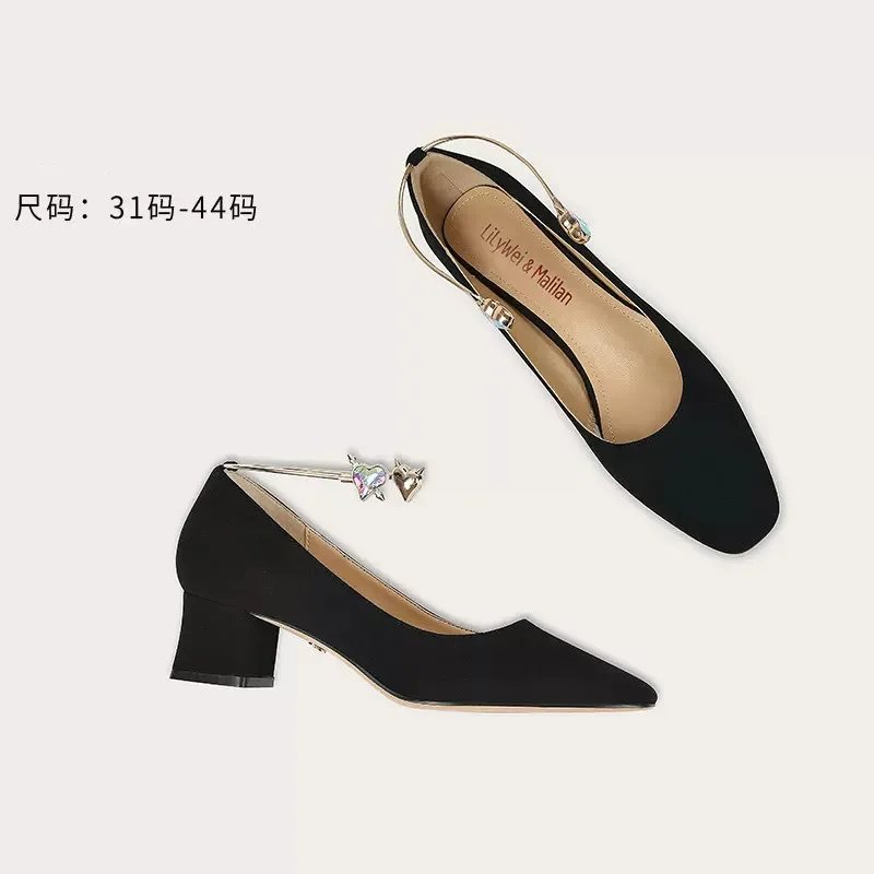 

Новинка весна-лето, стильные замшевые туфли на толстом каблуке с квадратным мехом, туфли на высоком каблуке, банкетные туфли под платье, женские туфли больших и маленьких размеров