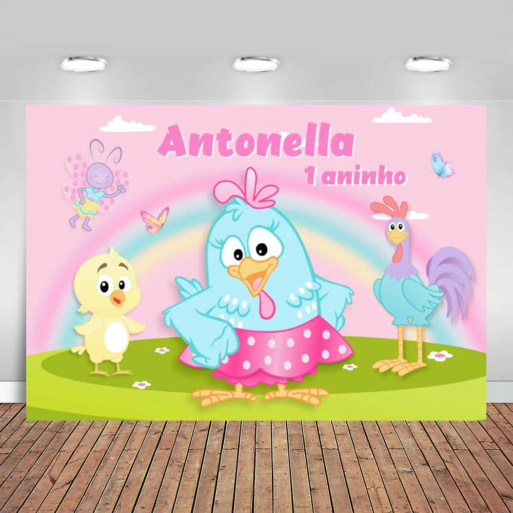 

Cartoon Farm Animal Chicken Background Photography Children's Birthday Party Baby Shower Backdrop Studio Poster Customization