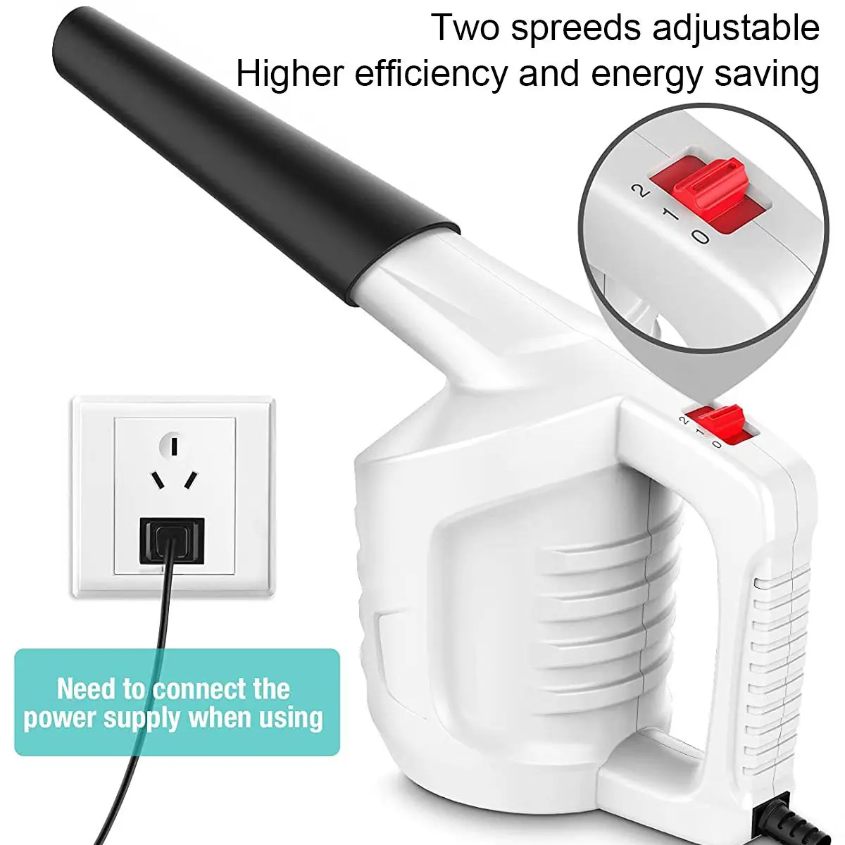 Espanador de ar Elétrico Multifuncional Poderoso Ventos Fortes Ajustáveis Soprador de Poeira de Alta Potência Velocidades 550w - Imagem 6