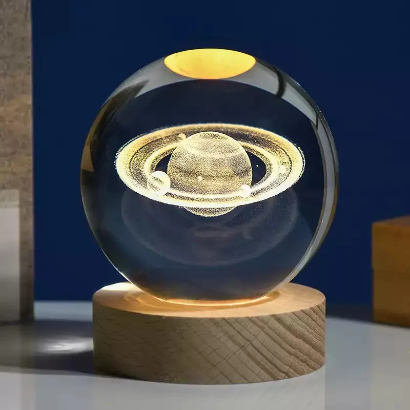 3D Crystal Lights Lamp Glowing Planetary Galaxy Night Light Crystal Ball for Bedside Light Home Decor Christmas Gift led night lamp