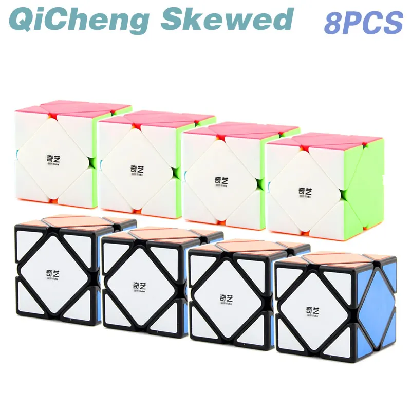 

QYToys QiCheng Skewed Magic Cube Wholesale Lots Bulk 8PCS Set Speed Twisty Puzzle Antistress Educational Toys For Children