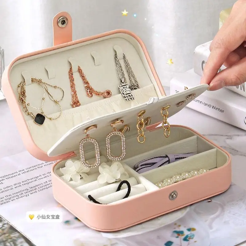 Jewelry Box, PU Leather Small Portable Travel Case, 2 Layers Organizer Display Storage Holder Box for Rings, Earrings, Necklaces