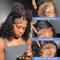 Perruques Courtes Bob Bouclées Brésiliennes 13x4 HD Lace Frontal, Ondulations Profondes 220% Deep Water Wave, Perruque Lace Front 4x4 100% Cheveux Humains Pour Femmes 14 16 Pouces 2