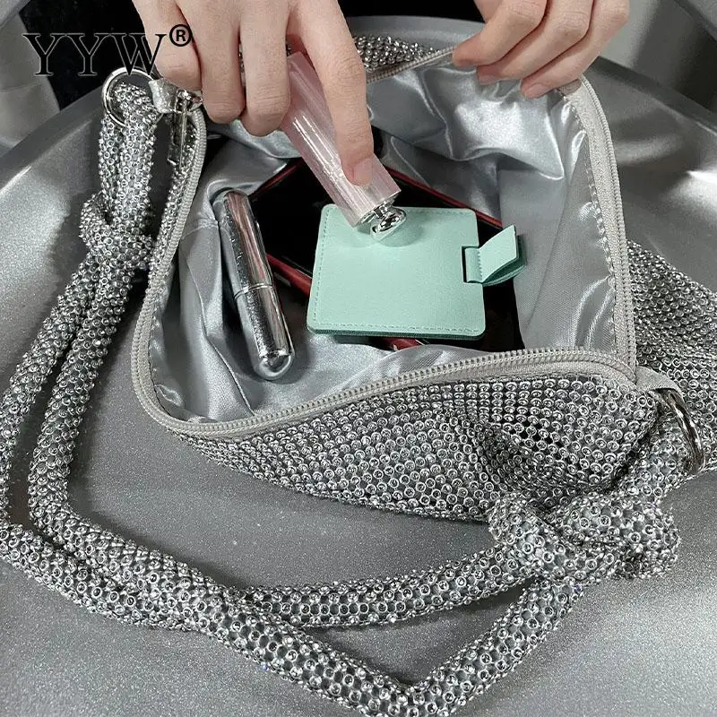 Chic Sparkly Evening Handbag Bling Shiny Rhinestones Women Clutch Bag Luxury Designer Underarm Shoulder Party Wedding Purses