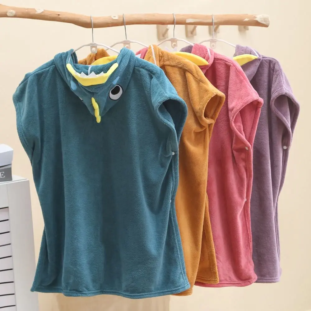 Warm Cartoon Baby Bath Towel Coral Velvet with Hat Cartoon Cloak Towel Soft Quick-Drying Hooded Bathrobe Sleeping Wrap