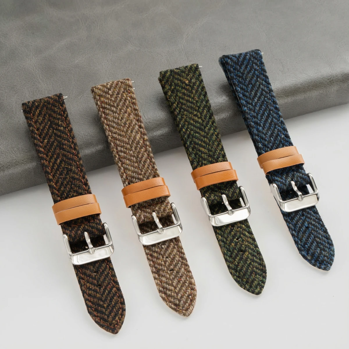 Vintage Weave Leather Nylon Quick Release Watch Band - Universal Replacement Wristband