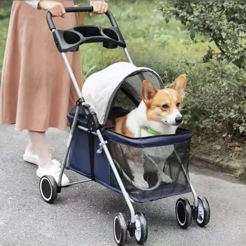 

Folding Pet Stroller, Separable Carrier, Transporter, Cat and Dog, Portable Pet Trolleys, Outdoor Travel, Bearing Weight 15 kg