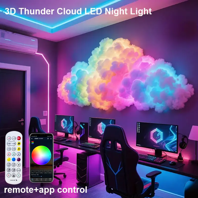 3D Thunder Cloud Led Night Light Usb Powered Led Cloud Ceiling Kit With ...
