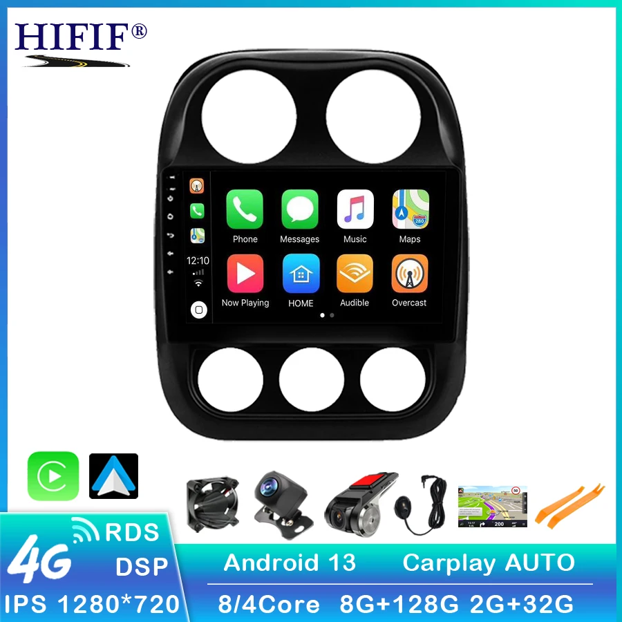 

Автомобильное радио для JEEP Compass Patriot Bluetooth 2010-2016 стерео 2 Din проигрыватель Антенна GPS навигация Carplay DSP OBD без CD-проигрывателя