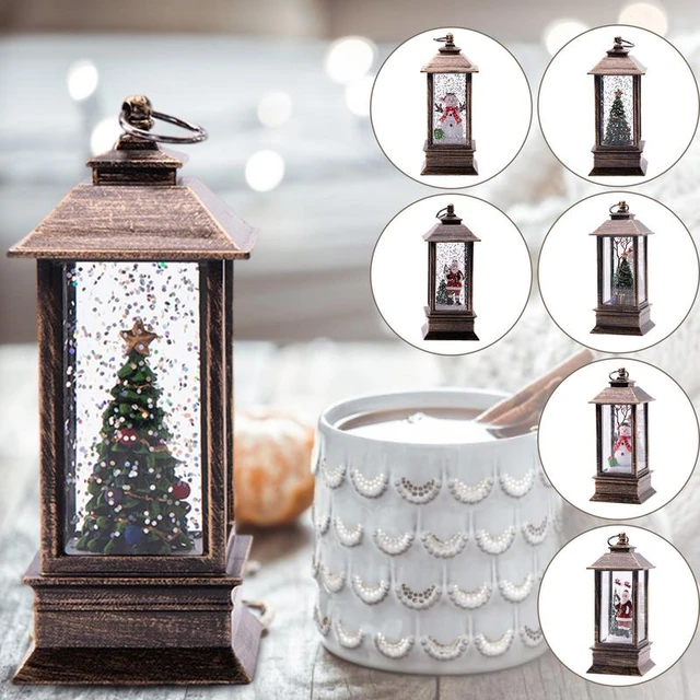 Vintage Decorative Lanterns Battery Powered LED, with 6 Hours  Timer,Indoor/Outdoor,Small Lanterns Decor for Christmas,black-1pc