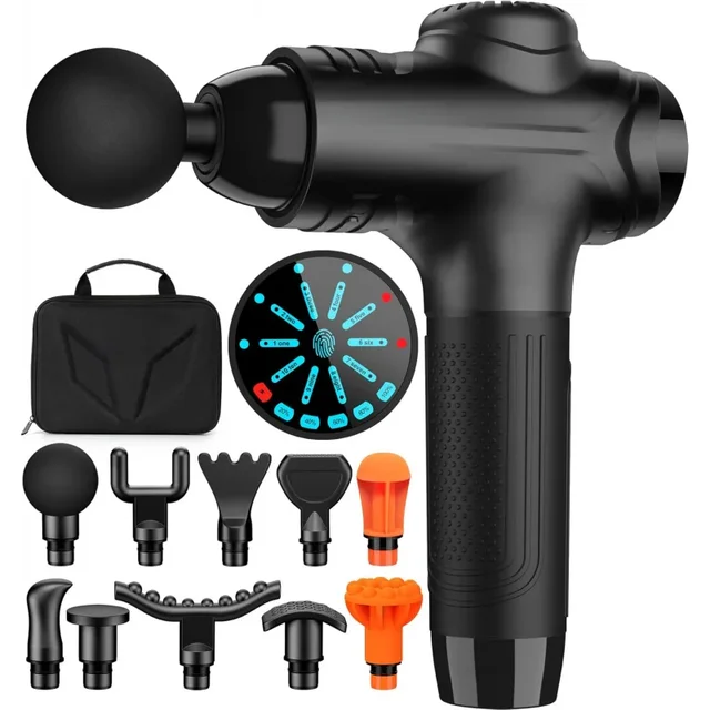 Massage Gun, Massage Gun Deep Tissue, Back Massage Gun for Athletes for Pain Relief Attaching 10 PCS Replacement Heads,