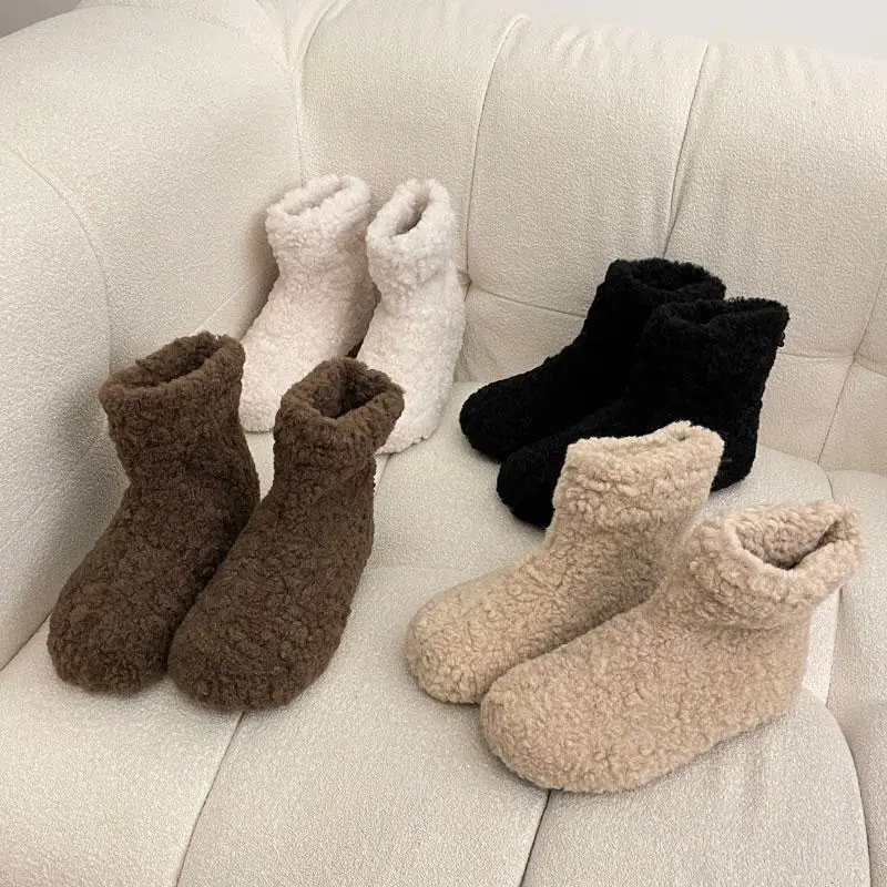 

Hot Sales Add Fleece Thick Snow Boots Women Flat 2023 Winter New Warm Lamb Wool Cotton Boots Non-slip Short Wool Boots