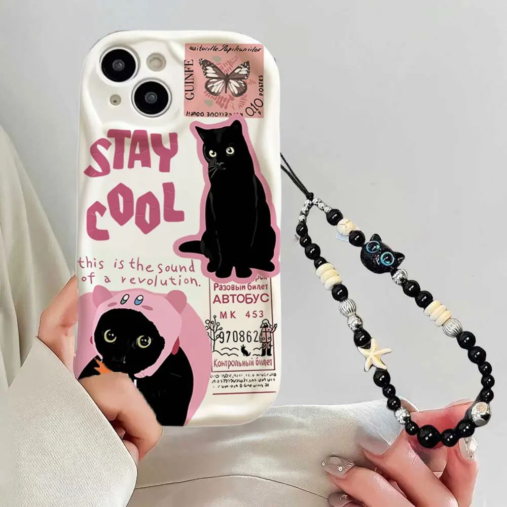 Cute Cat Wrist Chain TPU Phone Case