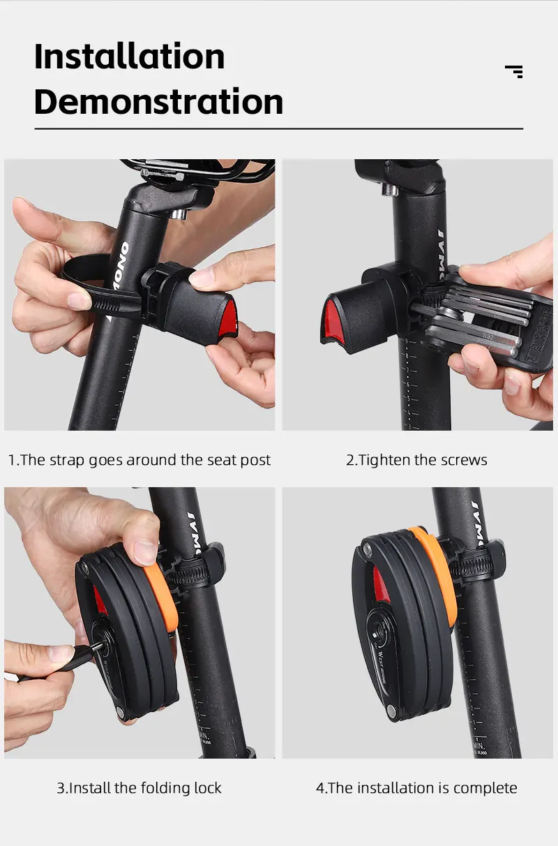WEST BIKING Fahrrad-Faltschloss mit Schlüssel/Upgrade-Passwort, Hochleistungs-Diebstahlschutz UFO-Form Schloss für Motorrad und E-Bike Zubehör – Detail 16