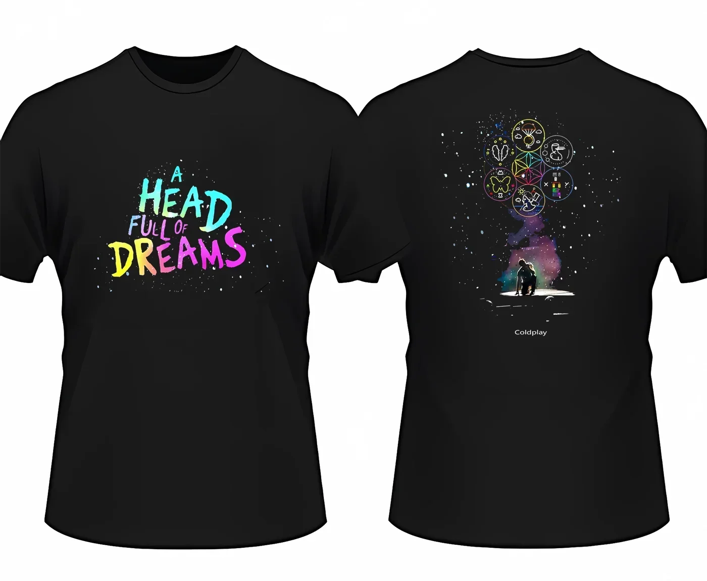 

Men's T-shirt British Post CoolPlay Band A HEAD FULLOF DREAMS tour CoolPlay T-shirt Women's short-sleeved cotton casual tee