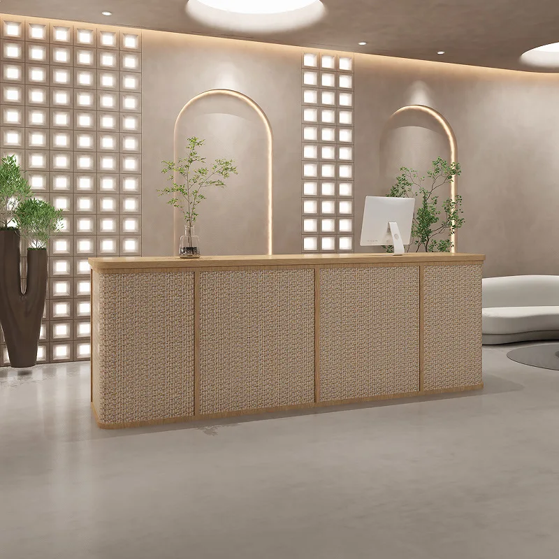 Modern Business Counter Reception Desks Front Desk Wooden Cashier Reception Desks Simple Design Office Furniture Receptie LLRD