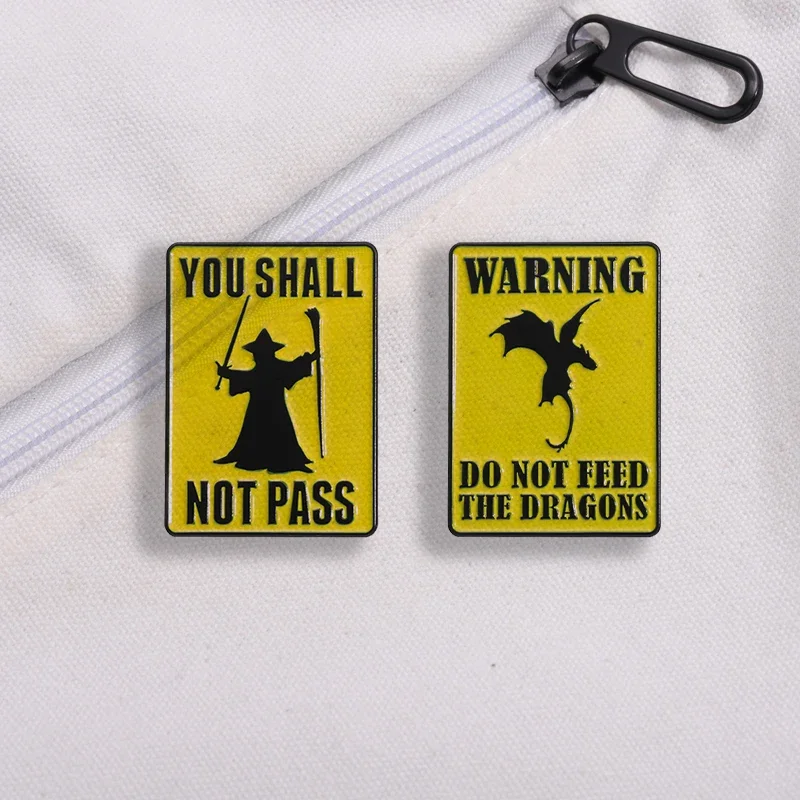 Witch Metal Warning Signs Brooch You Shall Not Pass Enamel Pins Punk Geometric Metal Brooches Backpack Lapel Badges Jewelry Gift