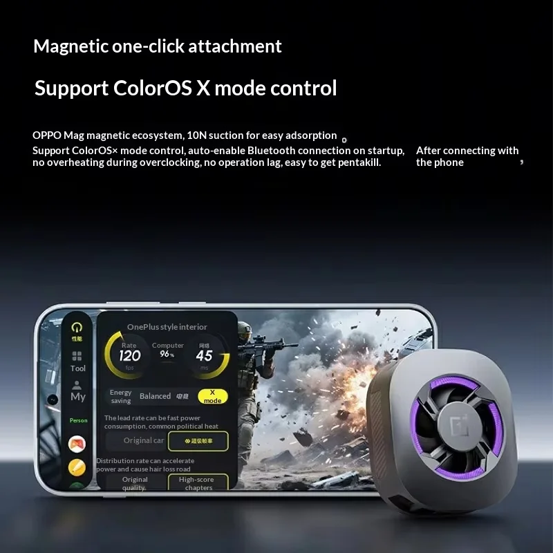 새로운 OnePlus 40W 쿨러 슈퍼 아이스 포인트 마그네틱 폰 쿨러 딥 스페이스 실버 저소음 고속 냉각 휴대폰 쿨러 