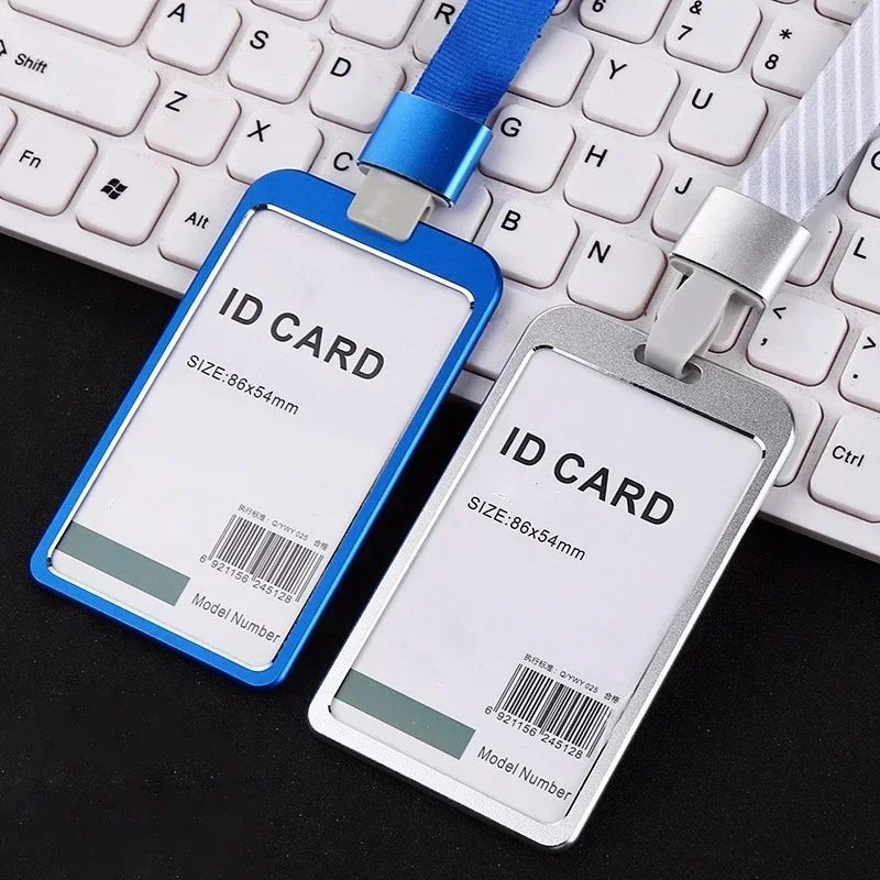 Elegant Aluminum Alloy Card Holder for Women – Business ID Badge & Credit Card Case with Lanyard