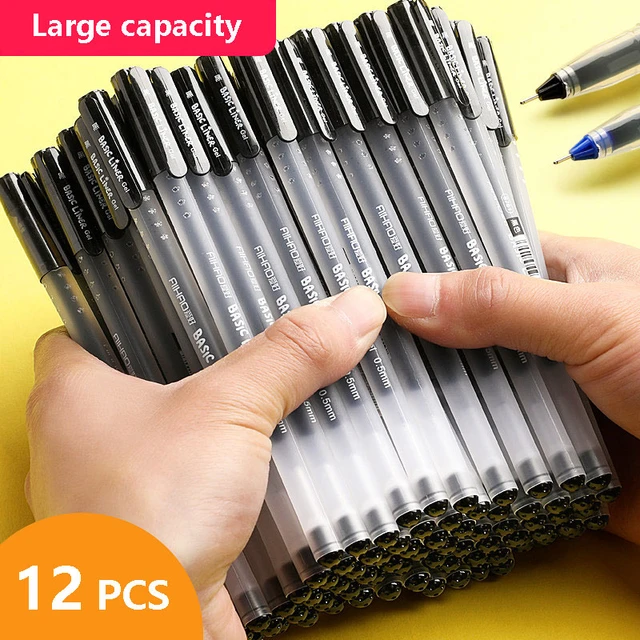 12pcs/box 0.28mm Ultra Fine point Gel Pen black ink refill gel pen
