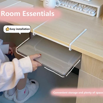 Supporto per Laptop, Tablet e Libri, Organizzatore da Scrivania per Dormitorio, Cestello Sospeso Sotto la Scrivania, Scaffale a Strati in Ferro