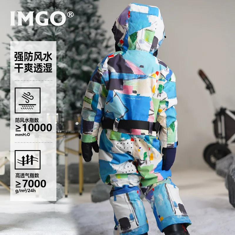 Children's Frog Head One-Piece Ski Suit High Permeability TPU Breathable Film Strong Waterproof Windproof Ski Jumpsuit