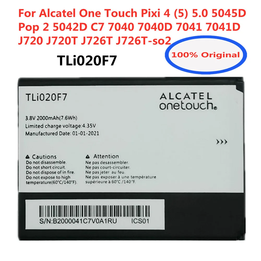 Batteria Tli020F7 Per Alcatel Pixi 4 (5) 5.0 5045D Pop 2 5042D C7 7040 7040D 7041 7041D J720 J720T J726T J726T-So2 Smart Phone