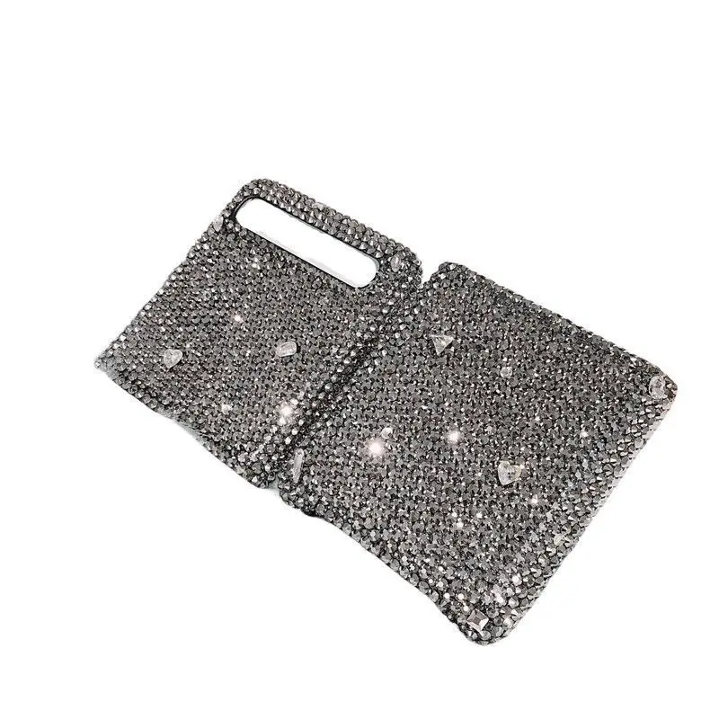 Silver Rhinestone Handmade Phone Case for Samsung Galaxy Z Flip Z Flip 4 ZFold 3 ZFold 2 5 Folding Screen Back Cover