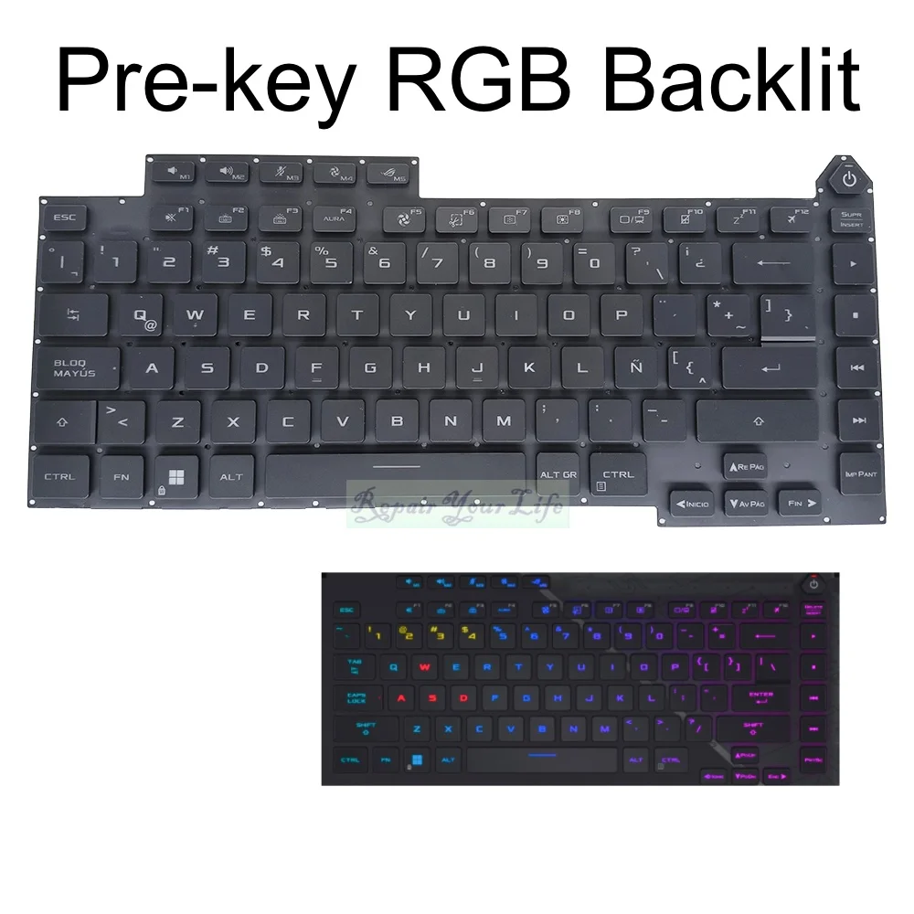 Teclado Retroiluminado com Pré-tecla Latina dos Eua Rog 5r Plus G513 Strix Scar 15 G533 G513q G533q G513qy G513qm V2028621a eu 481jla00