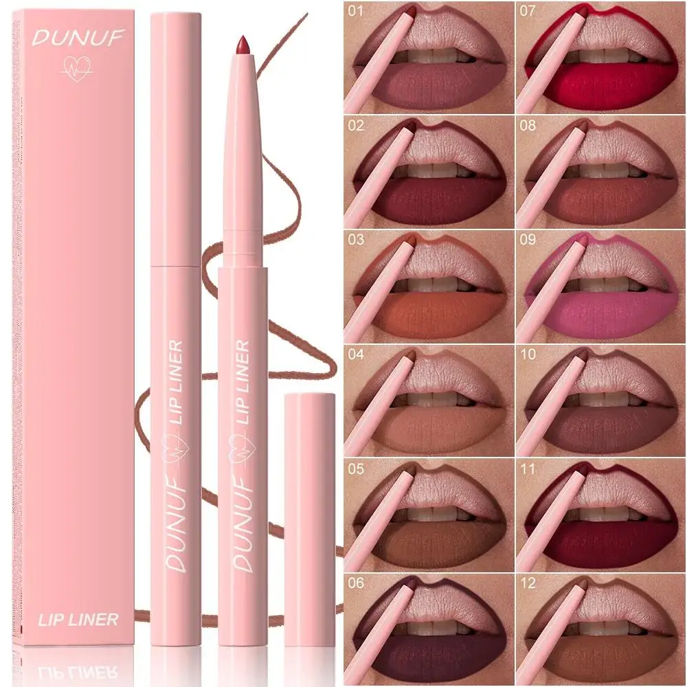 12 Shade Matte Lip Liner Set Waterproof Long Lasting High Pigment Nude Lipstick Pencil For Perfect Lip Contour