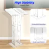 Transparent Acrylic Podium, Durable, Anti-Shatter, Rounded Corners, Sloped Top, Storage Board, Easy Assembly, Eco-Friendly 2