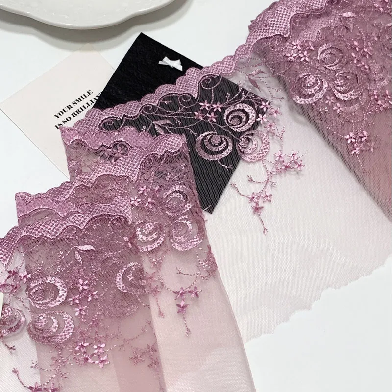 

30Yards Embroidery Lace Trim Lingerie DIY Materials Purple Pink Embroidered Lace for Bra Sewing Accessories Crafts