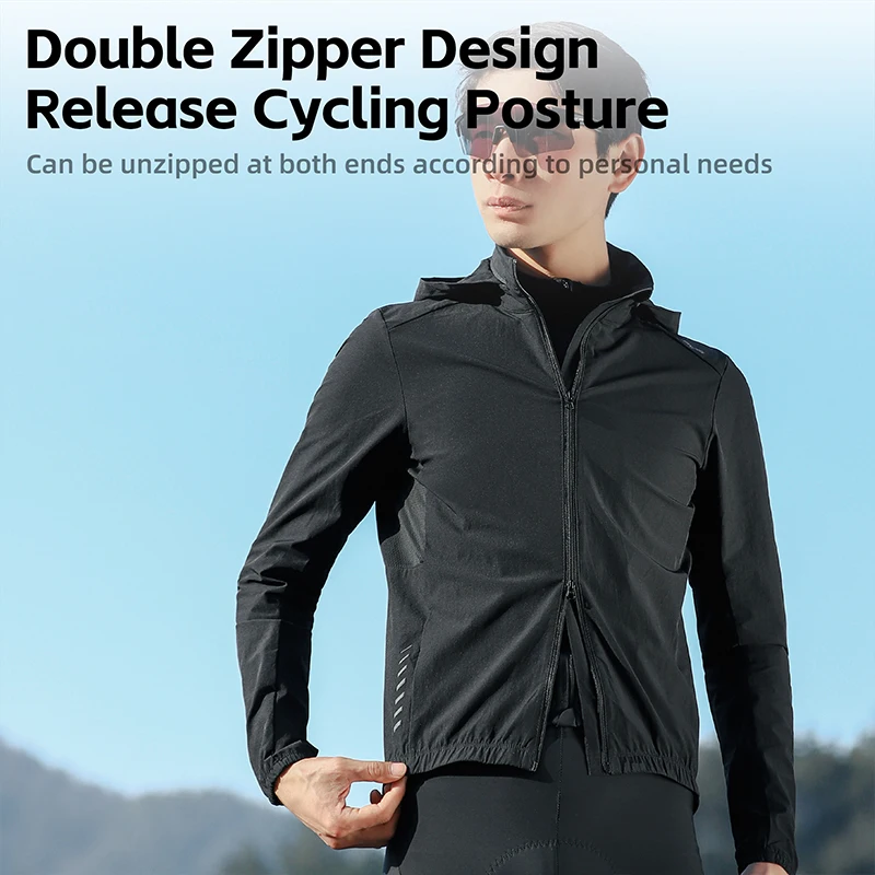 WEST BIKING Men's Cycling Windbreaker Reflective Windproof Jackets With Pocket Water Repellent Breathable Sports Running Jackets