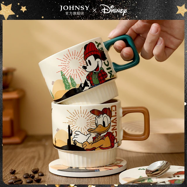 350ML Disney Mickey Mouse Coffee Mugs with Spoon Cartoon Daisy Milk Cups  Creative Fashion Handle Kids Minnie Water Cup Tumbler - AliExpress