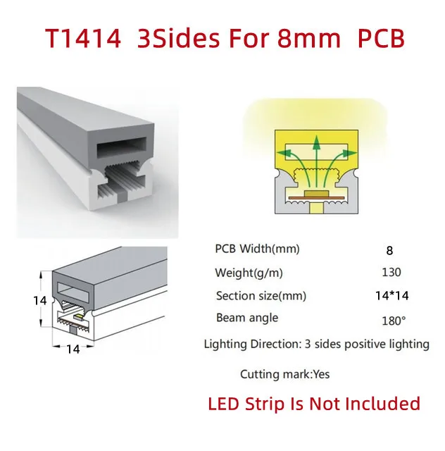 thumbnail image 1 of Tira de luces LED de neón flexible de 1 a 5 m/pieza con carcasa de perfil para empotrar, resistente al agua, IP67, para decoración de exteriores, 1 of 5