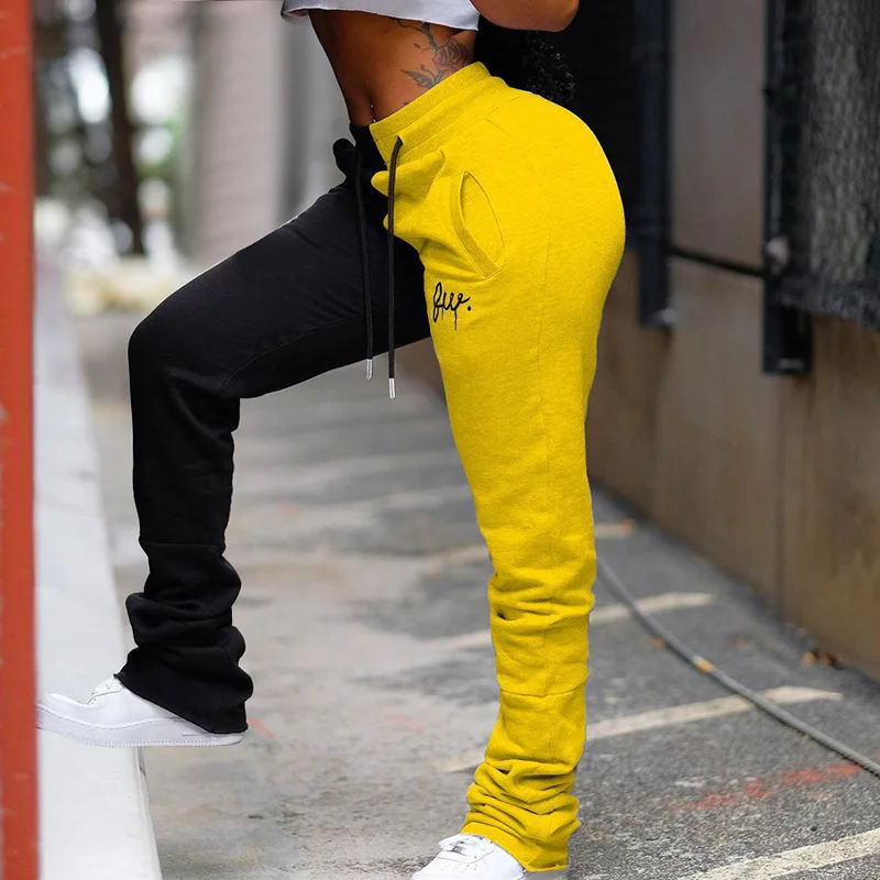 

Casual Joggers Sweatpants Temperament Casual Print Pattern Color Contrast with Women's Pants Sweat Pants High Waist Trousers