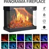 Glass Fireplace TV Stand for TVs up to 65'' with 12 Color,Media Entertainment Center Console Table with Doors Closed Storage 5