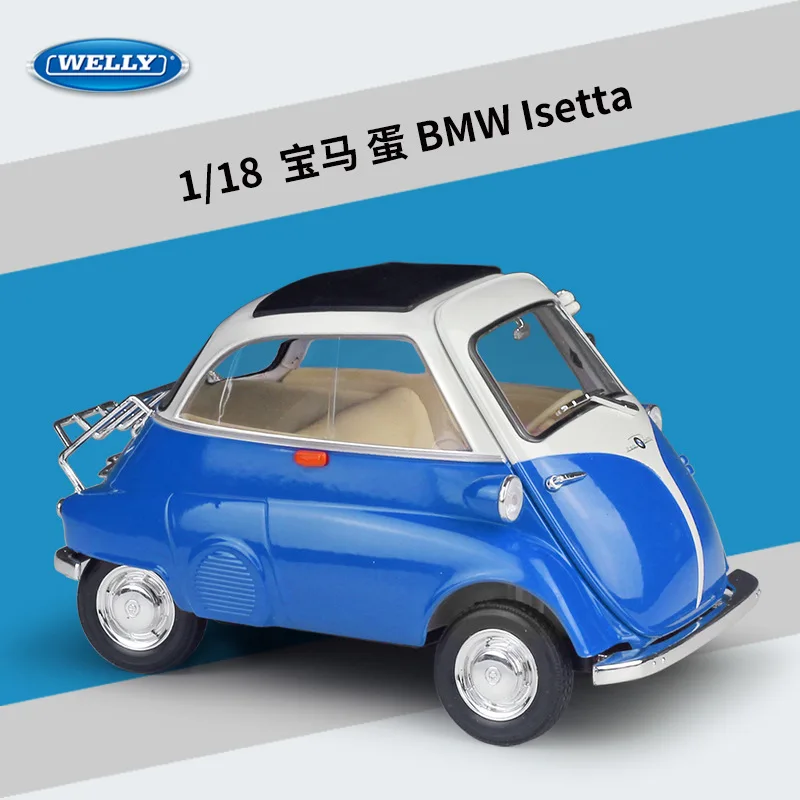 New WELLY 1:18 BMW Isetta Car Model Diecasts Simulated Alloy Classic Vehicle Toys Car Model Collectible Ornaments Children Gift