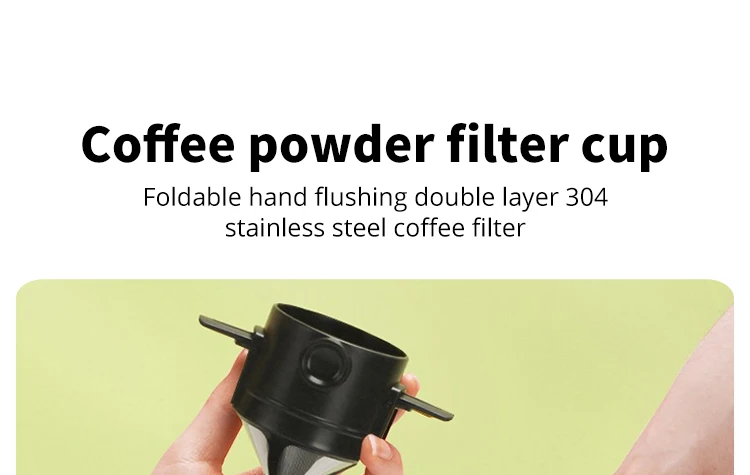 Zusammen klappbarer Kaffeefilter tragbare Edelstahl Tropf Kaffee Tee halter Trichter korb wieder verwendbare Teekanne Halter Kaffee tropfer – Detail 1