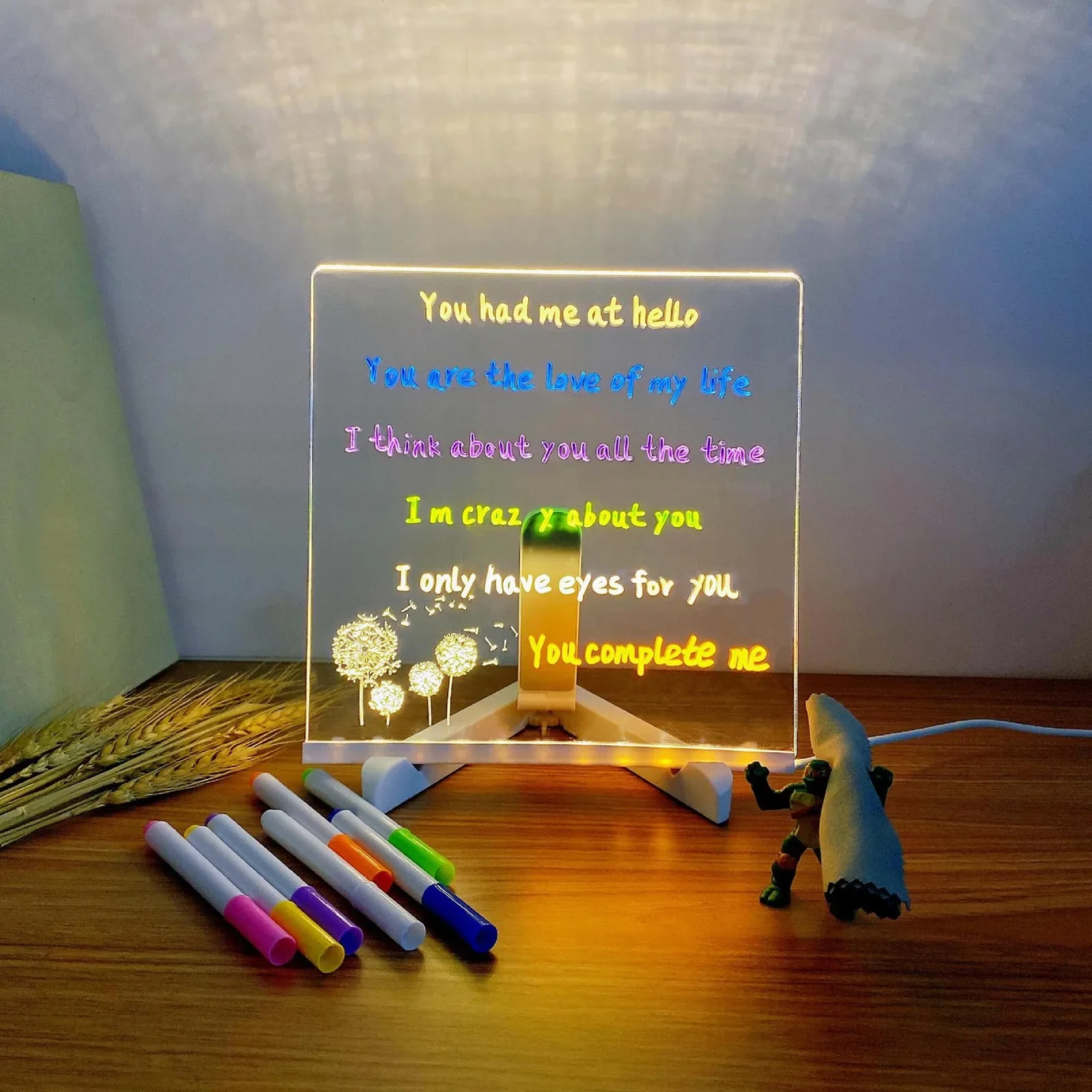 New Glowing Acrylic Marker Board LED Luminous Erasable Children's Drawing Board Drawing Toys Letter Message Board Christmas Gift