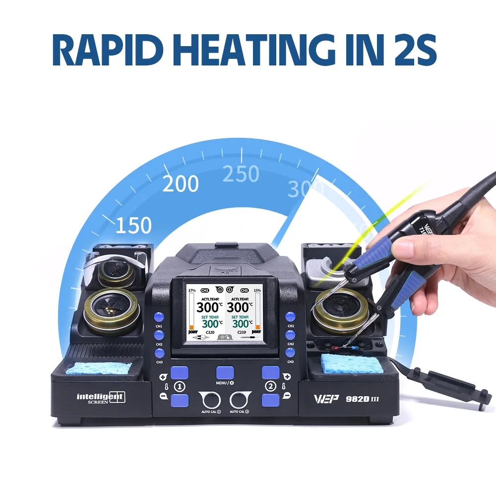 WEP 982D-III Precision Soldering Iron Station with Tweezers for Microscope Soldering Electronics